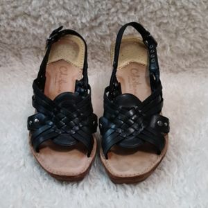 Cole Haan Wedge Sandals Leather/Wood 6.5